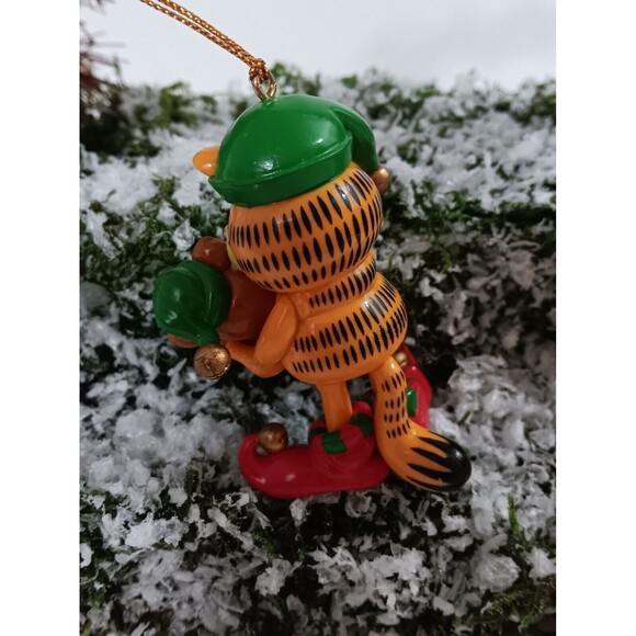 Christmas Elf Garfield 1996 PAWS Jim Davis Trim-A-Tree Ornament (stand not inc.) - Picture 5 of 6